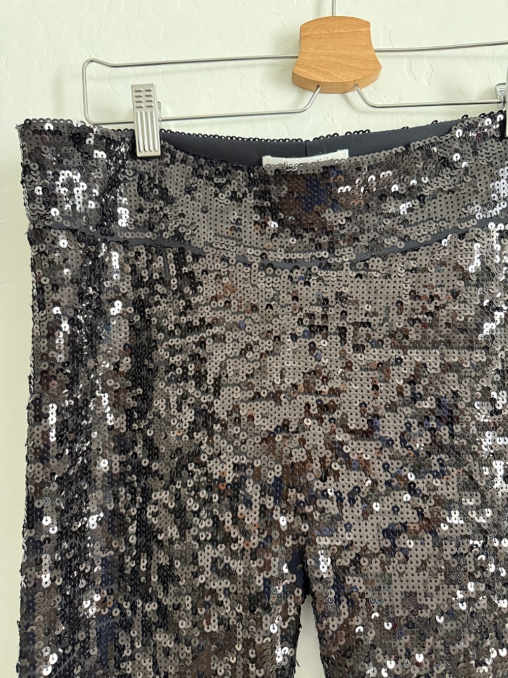 Alice + Olivia Black Sequin Leggings/pants Sz L - Picture 5 of 8